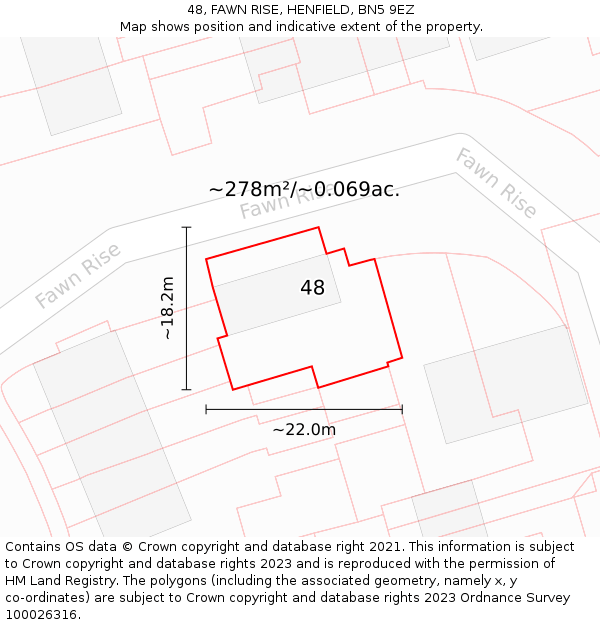 48, FAWN RISE, HENFIELD, BN5 9EZ: Plot and title map