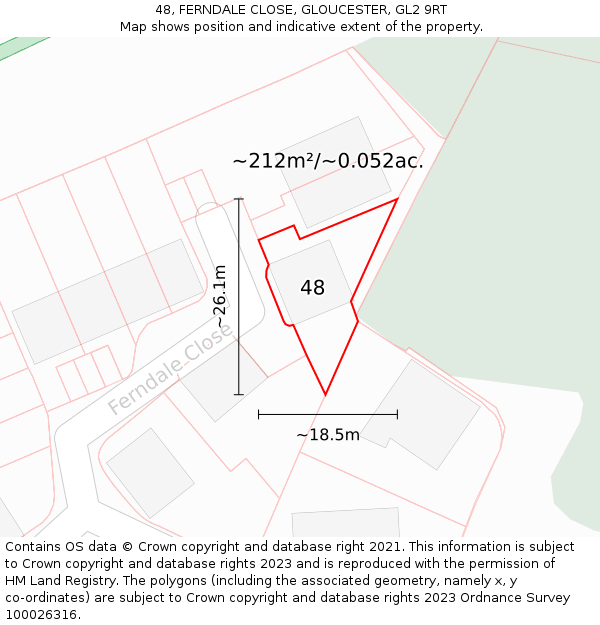 48, FERNDALE CLOSE, GLOUCESTER, GL2 9RT: Plot and title map