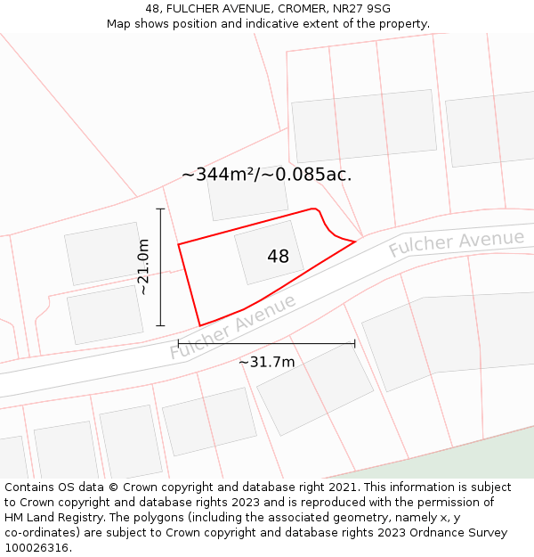 48, FULCHER AVENUE, CROMER, NR27 9SG: Plot and title map