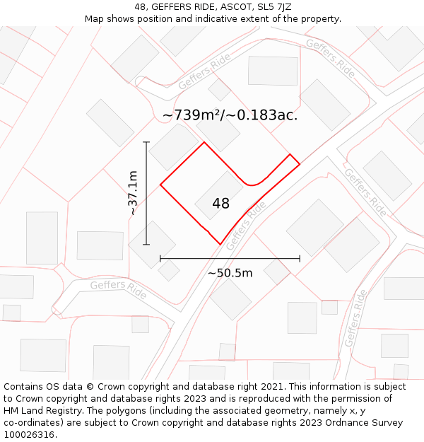 48, GEFFERS RIDE, ASCOT, SL5 7JZ: Plot and title map