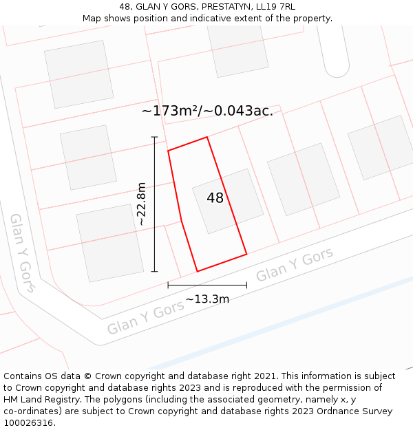 48, GLAN Y GORS, PRESTATYN, LL19 7RL: Plot and title map