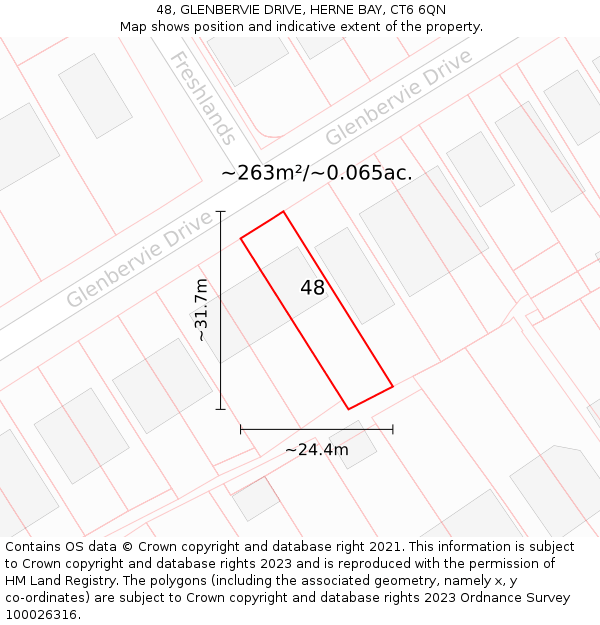 48, GLENBERVIE DRIVE, HERNE BAY, CT6 6QN: Plot and title map