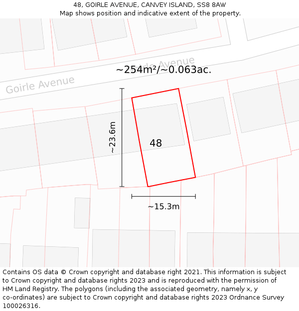 48, GOIRLE AVENUE, CANVEY ISLAND, SS8 8AW: Plot and title map