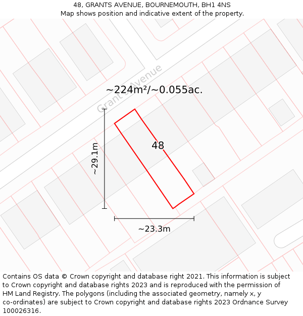 48, GRANTS AVENUE, BOURNEMOUTH, BH1 4NS: Plot and title map