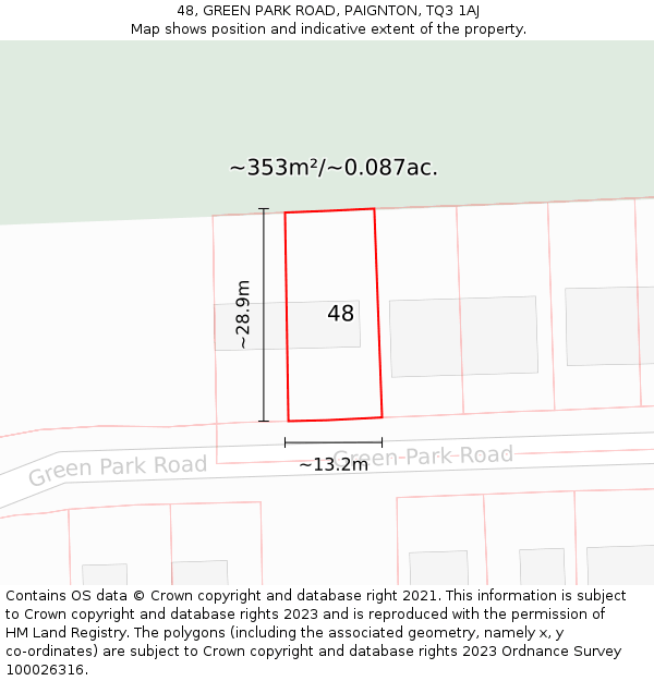 48, GREEN PARK ROAD, PAIGNTON, TQ3 1AJ: Plot and title map