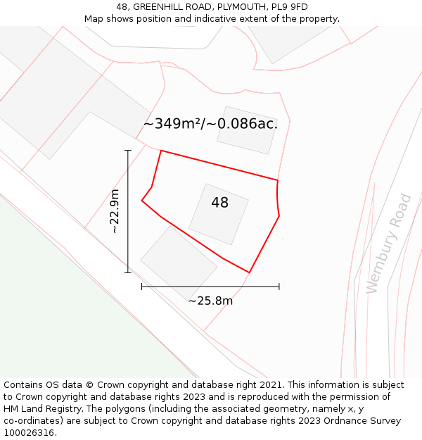 48, GREENHILL ROAD, PLYMOUTH, PL9 9FD: Plot and title map