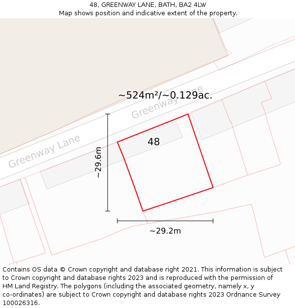 48, GREENWAY LANE, BATH, BA2 4LW: Plot and title map