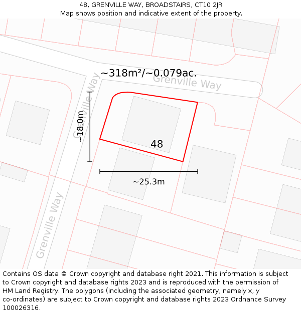 48, GRENVILLE WAY, BROADSTAIRS, CT10 2JR: Plot and title map