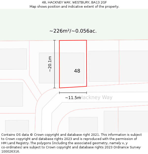 48, HACKNEY WAY, WESTBURY, BA13 2GF: Plot and title map