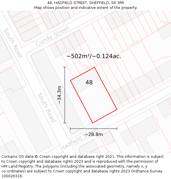 48, HADFIELD STREET, SHEFFIELD, S6 3RR: Plot and title map