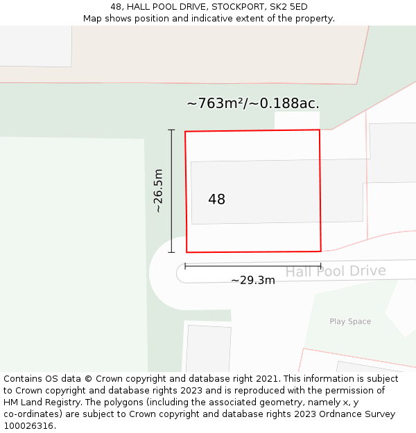 48, HALL POOL DRIVE, STOCKPORT, SK2 5ED: Plot and title map