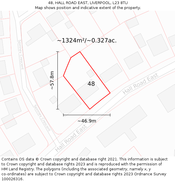 48, HALL ROAD EAST, LIVERPOOL, L23 8TU: Plot and title map