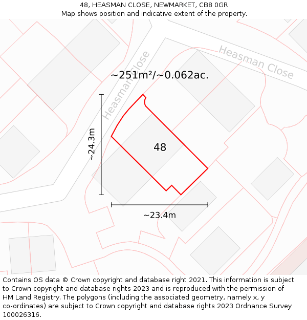 48, HEASMAN CLOSE, NEWMARKET, CB8 0GR: Plot and title map