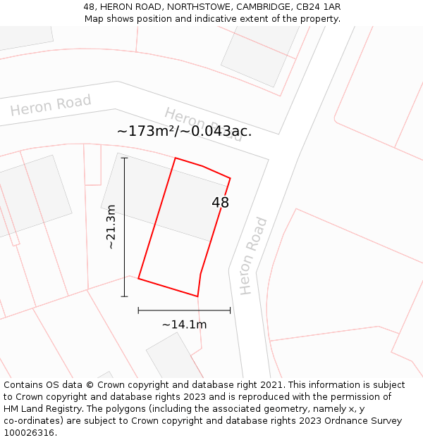 48, HERON ROAD, NORTHSTOWE, CAMBRIDGE, CB24 1AR: Plot and title map