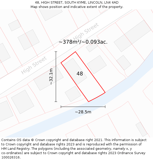 48, HIGH STREET, SOUTH KYME, LINCOLN, LN4 4AD: Plot and title map