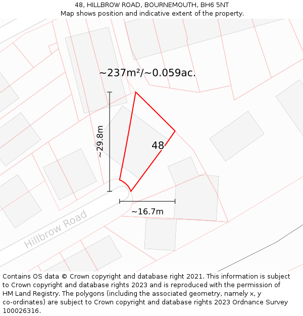 48, HILLBROW ROAD, BOURNEMOUTH, BH6 5NT: Plot and title map