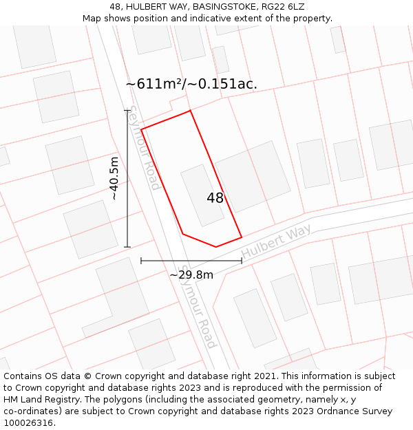 48, HULBERT WAY, BASINGSTOKE, RG22 6LZ: Plot and title map