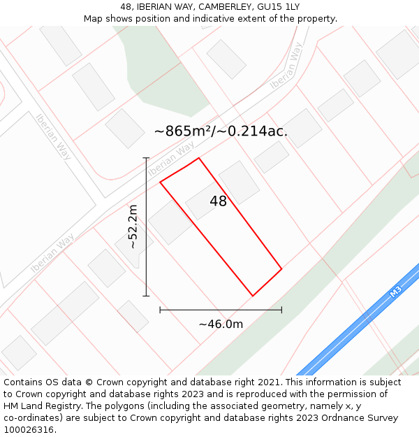 48, IBERIAN WAY, CAMBERLEY, GU15 1LY: Plot and title map