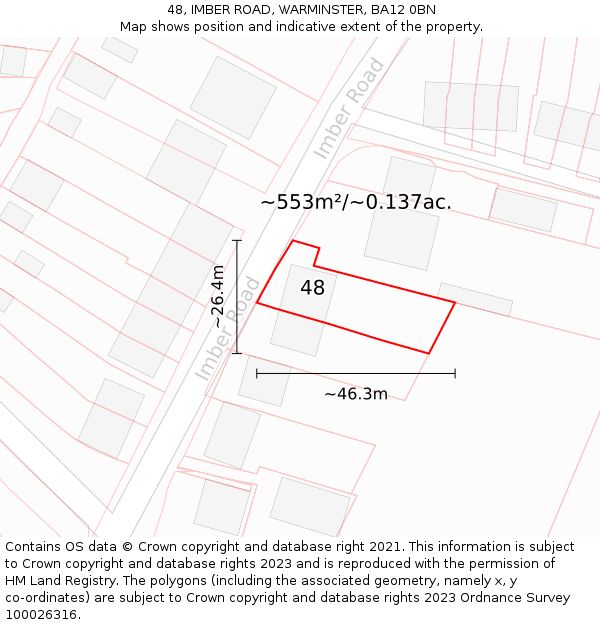 48, IMBER ROAD, WARMINSTER, BA12 0BN: Plot and title map