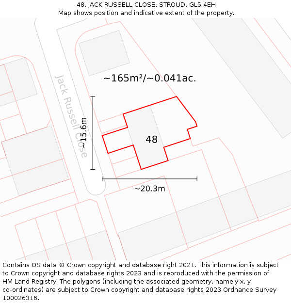 48, JACK RUSSELL CLOSE, STROUD, GL5 4EH: Plot and title map