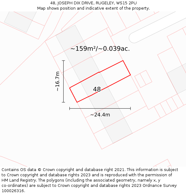 48, JOSEPH DIX DRIVE, RUGELEY, WS15 2PU: Plot and title map