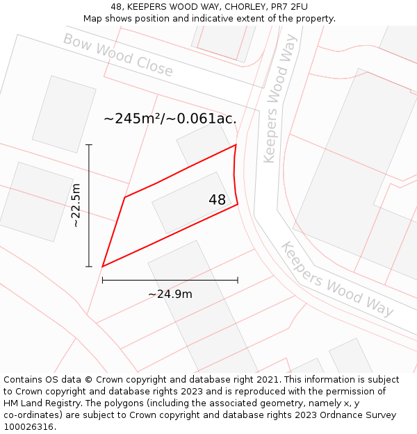 48, KEEPERS WOOD WAY, CHORLEY, PR7 2FU: Plot and title map
