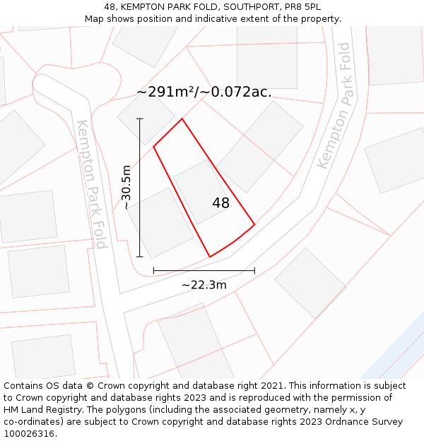 48, KEMPTON PARK FOLD, SOUTHPORT, PR8 5PL: Plot and title map