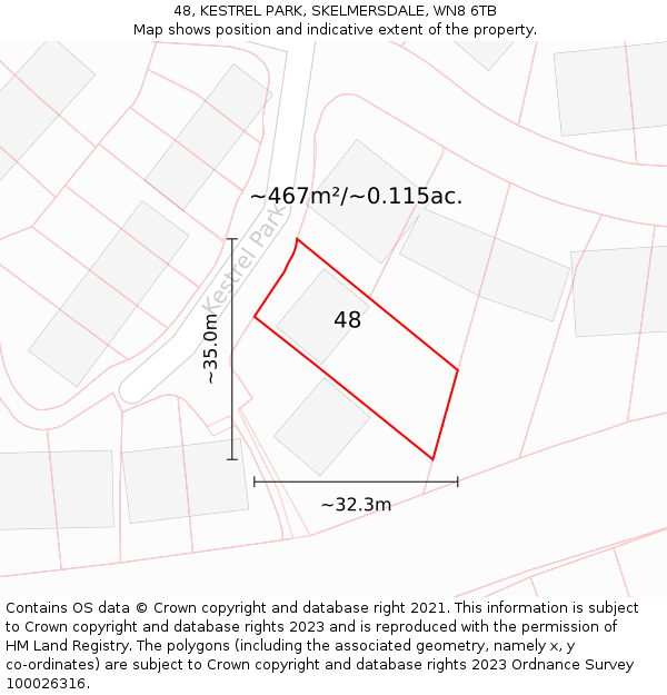 48, KESTREL PARK, SKELMERSDALE, WN8 6TB: Plot and title map