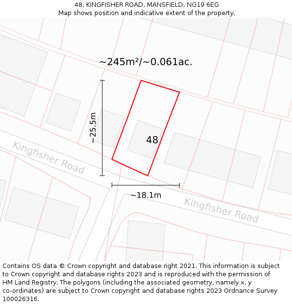 48, KINGFISHER ROAD, MANSFIELD, NG19 6EG: Plot and title map