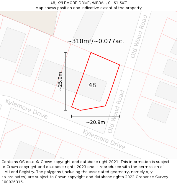 48, KYLEMORE DRIVE, WIRRAL, CH61 6XZ: Plot and title map