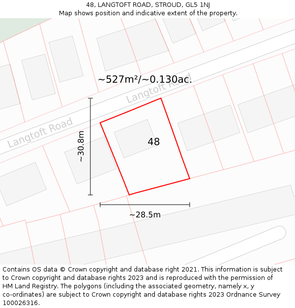 48, LANGTOFT ROAD, STROUD, GL5 1NJ: Plot and title map