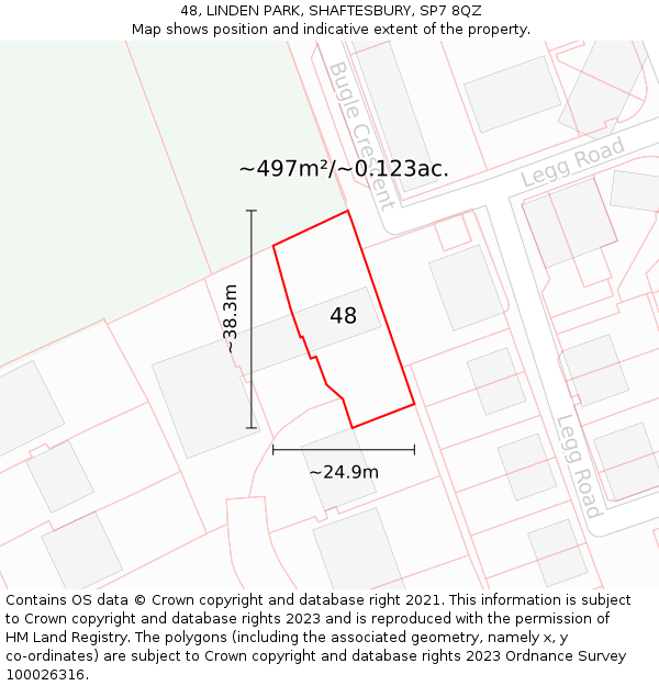 48, LINDEN PARK, SHAFTESBURY, SP7 8QZ: Plot and title map