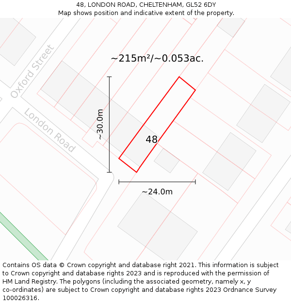 48, LONDON ROAD, CHELTENHAM, GL52 6DY: Plot and title map