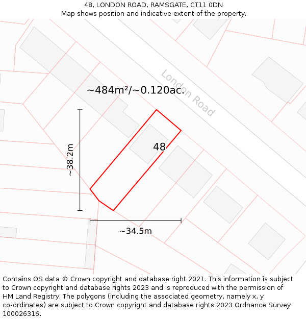 48, LONDON ROAD, RAMSGATE, CT11 0DN: Plot and title map