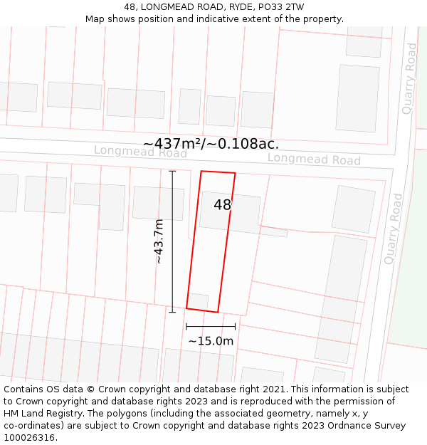 48, LONGMEAD ROAD, RYDE, PO33 2TW: Plot and title map