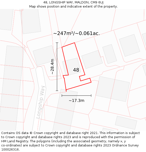 48, LONGSHIP WAY, MALDON, CM9 6UJ: Plot and title map