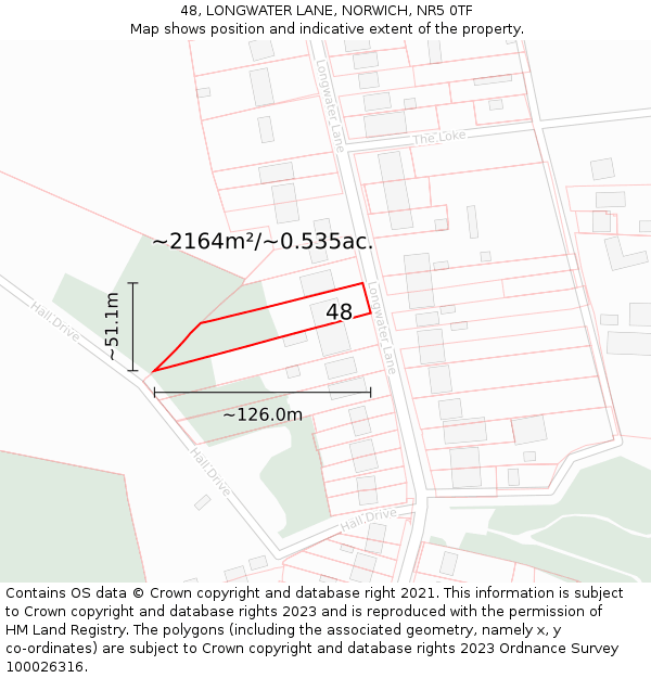 48, LONGWATER LANE, NORWICH, NR5 0TF: Plot and title map