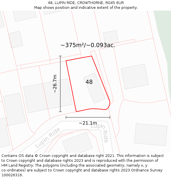 48, LUPIN RIDE, CROWTHORNE, RG45 6UR: Plot and title map