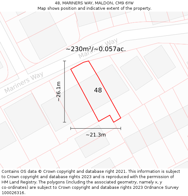 48, MARINERS WAY, MALDON, CM9 6YW: Plot and title map