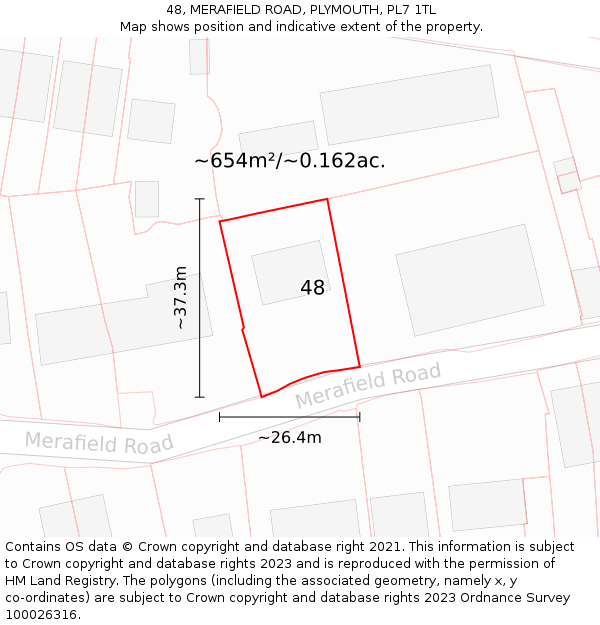 48, MERAFIELD ROAD, PLYMOUTH, PL7 1TL: Plot and title map