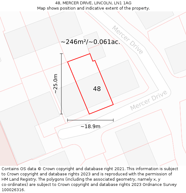 48, MERCER DRIVE, LINCOLN, LN1 1AG: Plot and title map