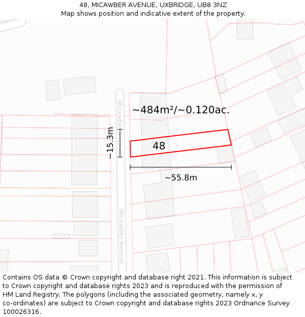 48, MICAWBER AVENUE, UXBRIDGE, UB8 3NZ: Plot and title map