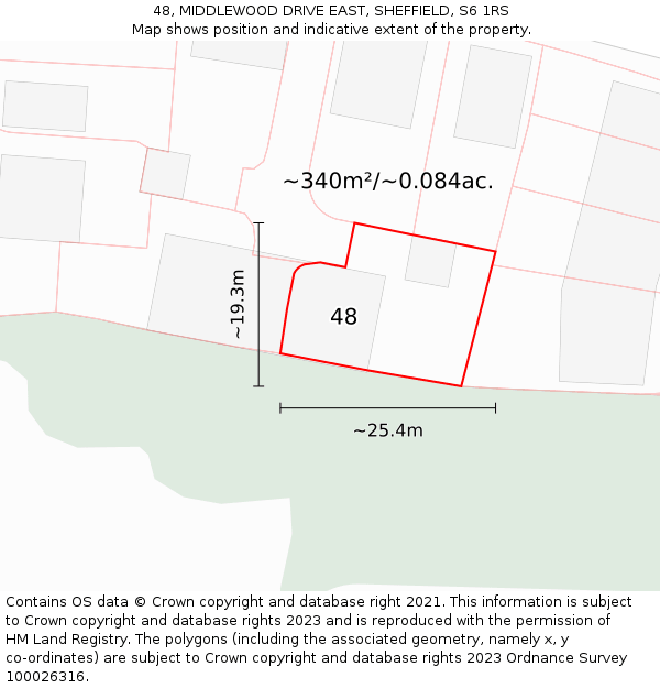 48, MIDDLEWOOD DRIVE EAST, SHEFFIELD, S6 1RS: Plot and title map