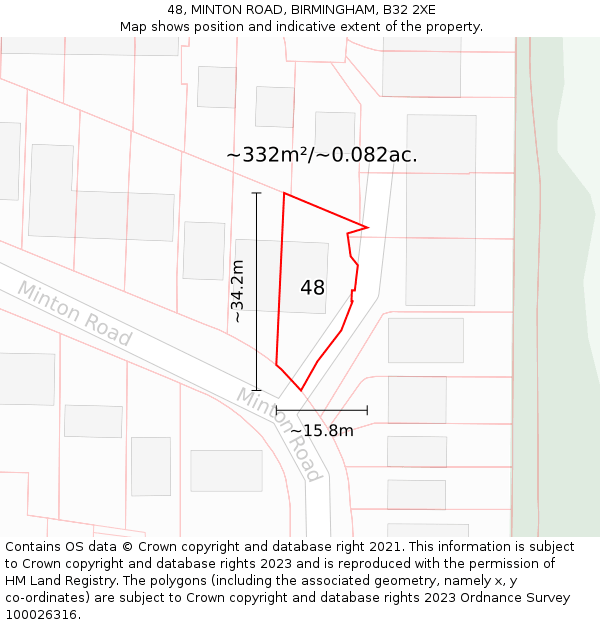 48, MINTON ROAD, BIRMINGHAM, B32 2XE: Plot and title map