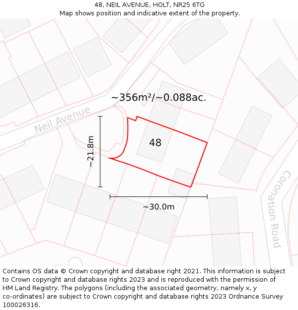 48, NEIL AVENUE, HOLT, NR25 6TG: Plot and title map