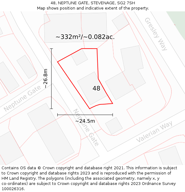 48, NEPTUNE GATE, STEVENAGE, SG2 7SH: Plot and title map