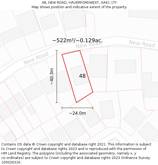 48, NEW ROAD, HAVERFORDWEST, SA61 1TY: Plot and title map