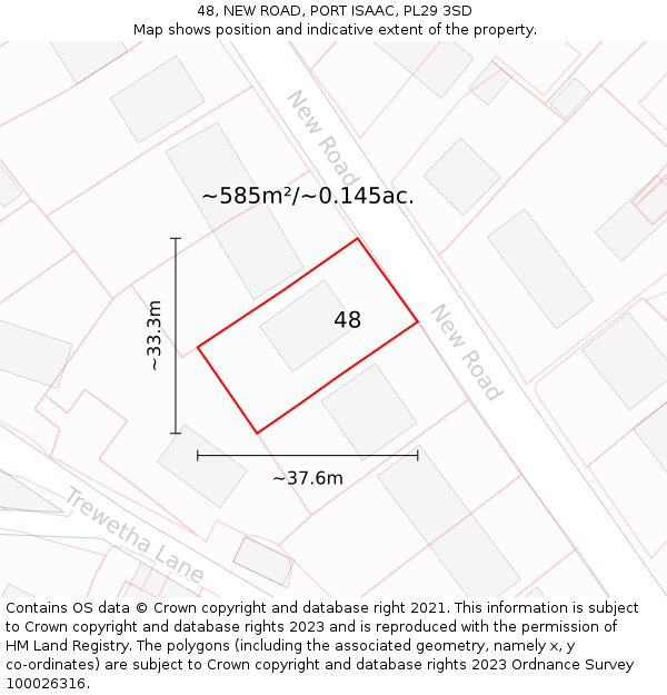 48, NEW ROAD, PORT ISAAC, PL29 3SD: Plot and title map