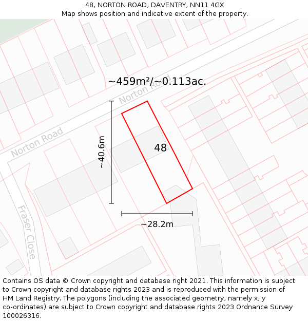 48, NORTON ROAD, DAVENTRY, NN11 4GX: Plot and title map