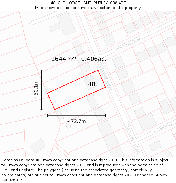 48, OLD LODGE LANE, PURLEY, CR8 4DF: Plot and title map